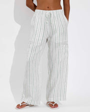 Carry On Pant - Sandbar Stripe: Coconut / Tropics (Size S)