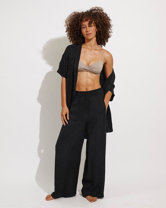 Wave Top - Beach + Day Trip Button Down + Day Trip Pant - Jet (Size S)