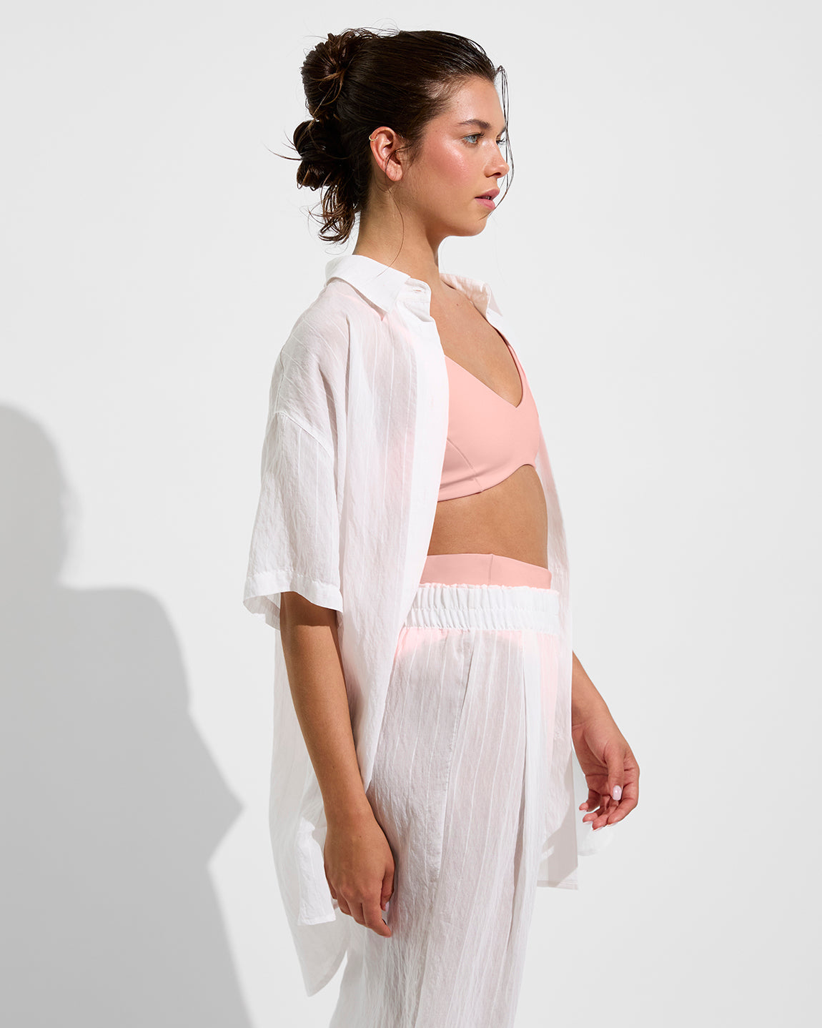 Day Trip Button Down + Day Trip Pant *Sheer Stripe - Coconut (Size S/M) + Sunday Top - Salt (Size S)