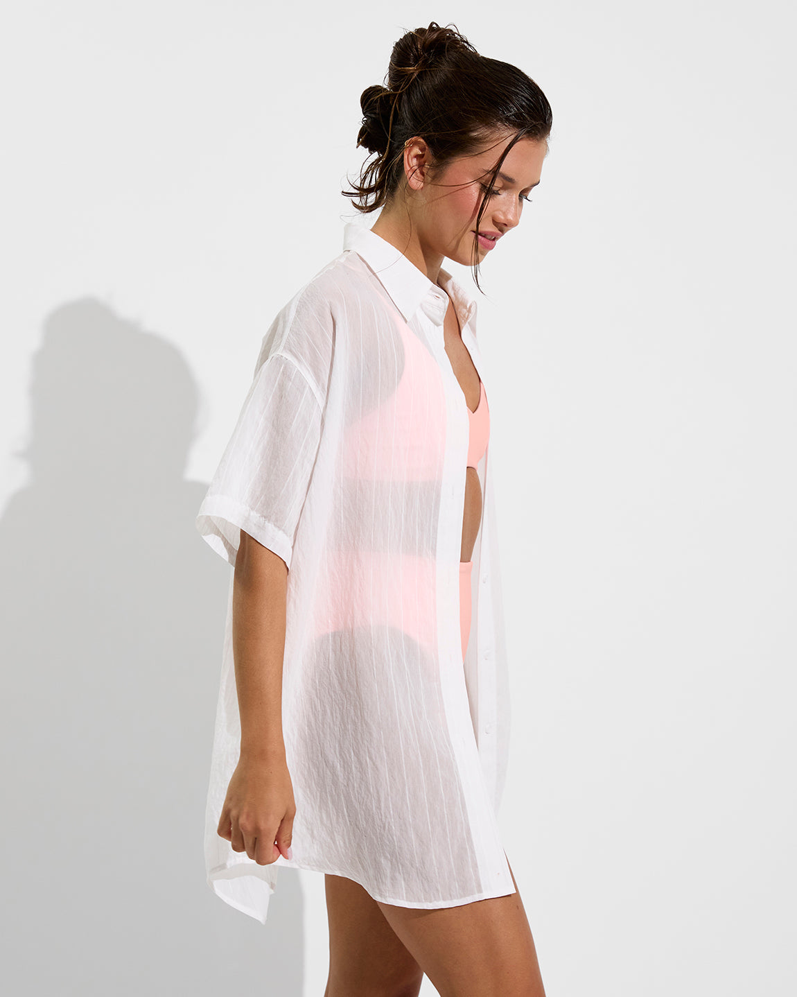 Day Trip Button Down *Sheer Stripe - Coconut (Size S/M) + Sunday Top + Hi Hi Bottom - Salt (Size S)