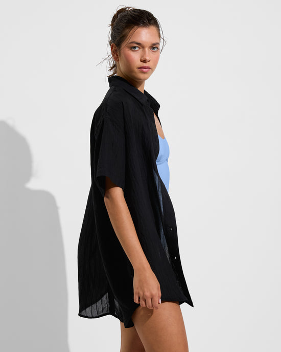 Day Trip Button Down *Sheer Stripe - Jet (Size S/M) + Club Suit - Blue Skies (Size S)