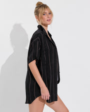 Day Trip Button Down - Fancy Stripe: Faded Jet / Stormy (Size S/M)
