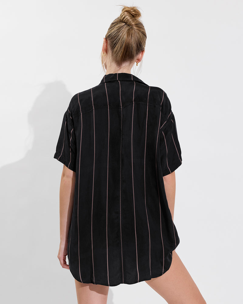 Day Trip Button Down - Fancy Stripe: Faded Jet / Stormy (Size S/M) [Photo 1]