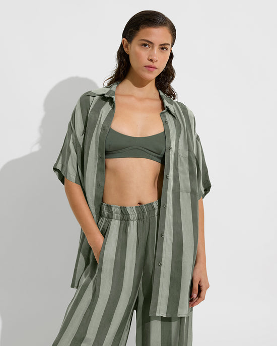 Club Top - Agave + Day Trip Button Down + Day Trip Pant - Agave/Light Agave (Size S)