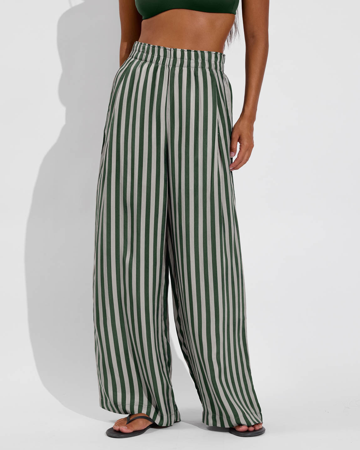 Day Trip Pant - Riviera Stripe: Palm / Beach (Size S)