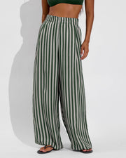 Day Trip Pant - Riviera Stripe: Palm / Beach (Size S)