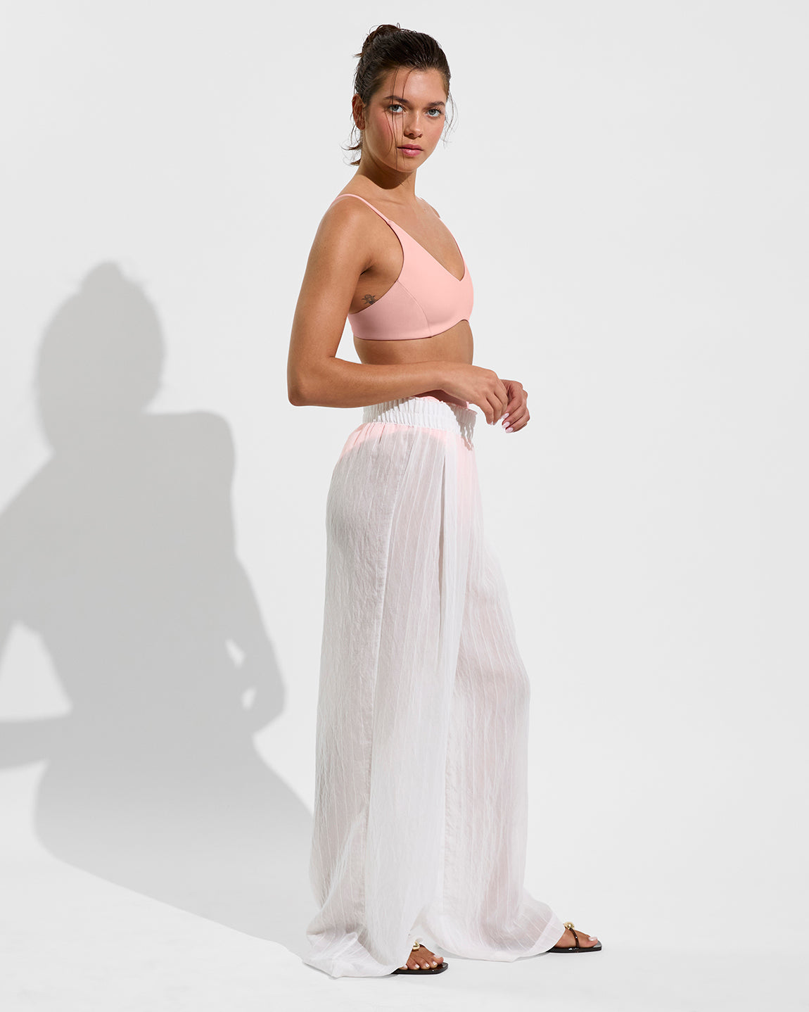 Sunday Top + Hi Hi Bottom - Salt + Day Trip Pant *Sheer Stripe - Coconut (Size S)