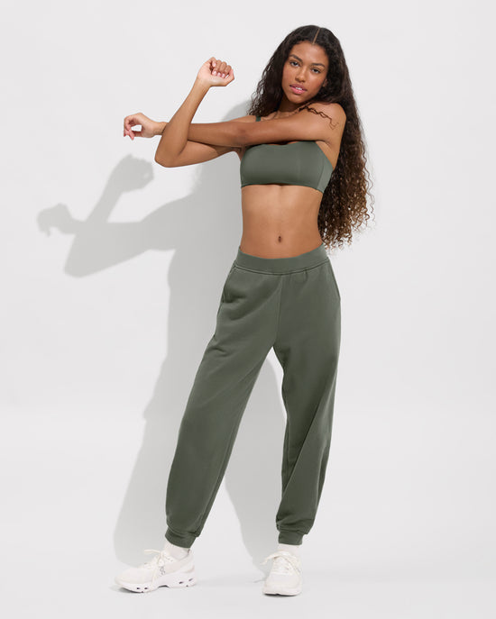 Pool Days Top D+ (32DDD, Size S) + Field Day Sweatpant - Agave (Size S)