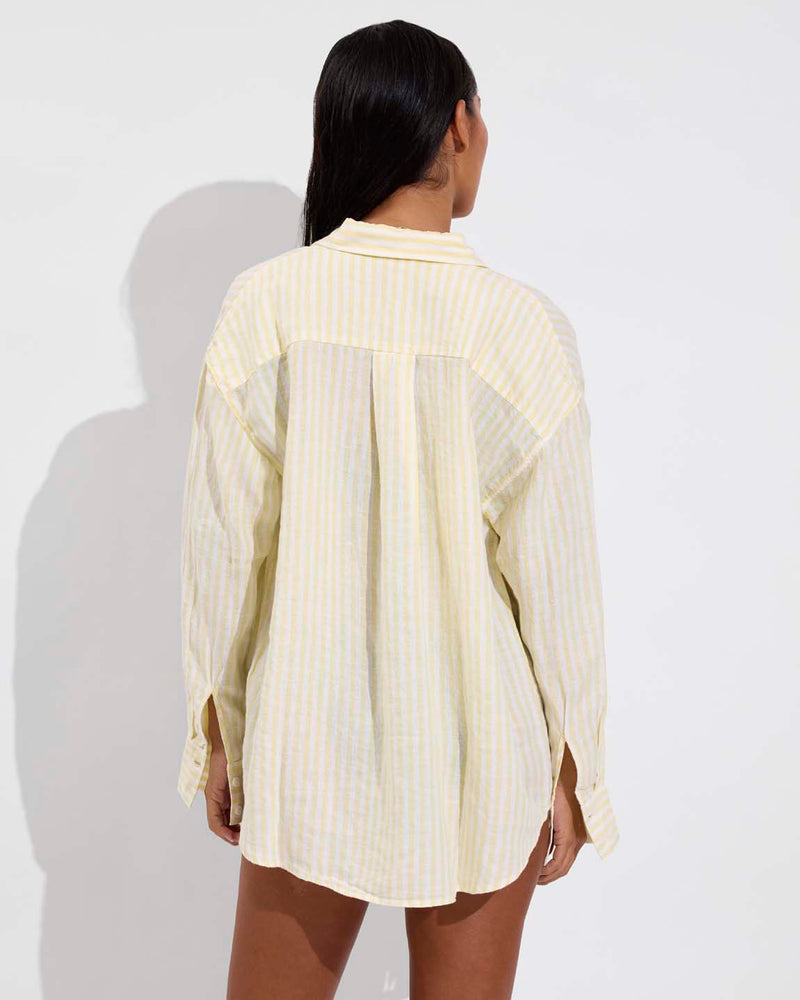 Getaway Button Down - Bungalow Stripe: Melt / Coconut (Size S/M)