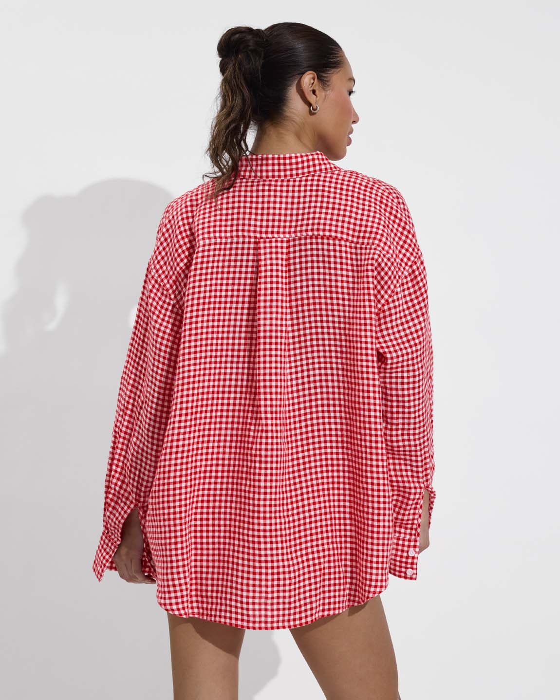 Getaway Button Down - Gingham: Sweet Chili Heat / Coconut (Size S/M)