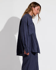 Getaway Button Down + Getaway Pant - Lagoon Stripe: Varsity/Coconut (Size S)