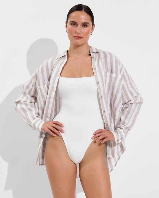 Retreat Suit - Coconut (Size S) + Getaway Button Down - Beach / Coconut (Size S/M)