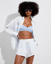 La Plage Top - Blue Skies + Getaway Button Down + Getaway Short - Daybreak Stripe: Blue Skies / Coconut (Size S)