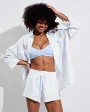 La Plage Top - Blue Skies + Getaway Button Down + Getaway Short - Daybreak Stripe: Blue Skies / Coconut (Size S)