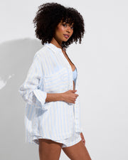 Getaway Button Down + Getaway Short - Daybreak Stripe: Blue Skies / Coconut (Size S)