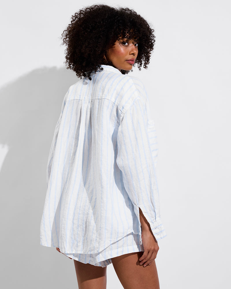 Getaway Button Down + Getaway Short - Daybreak Stripe: Blue Skies / Coconut (Size S)