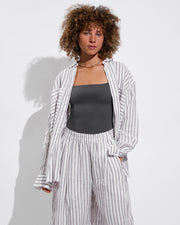 Retreat Suit - Eclipse + Getaway Button Down + Coastal Pant - Coconut / Stormy (Size S)