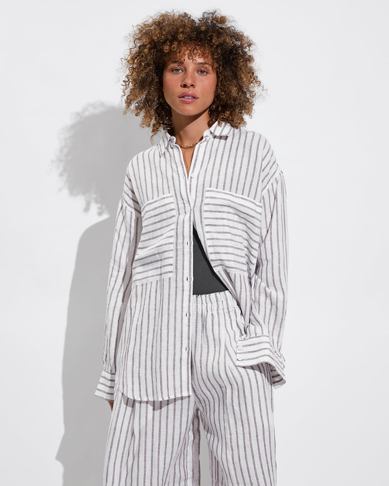 Retreat Suit - Eclipse + Getaway Button Down + Coastal Pant - Coconut / Stormy (Size S)