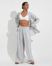 Sunday Top - Coconut + Getaway Button Down + Getaway Pant - Varsity/Coconut (Size S)