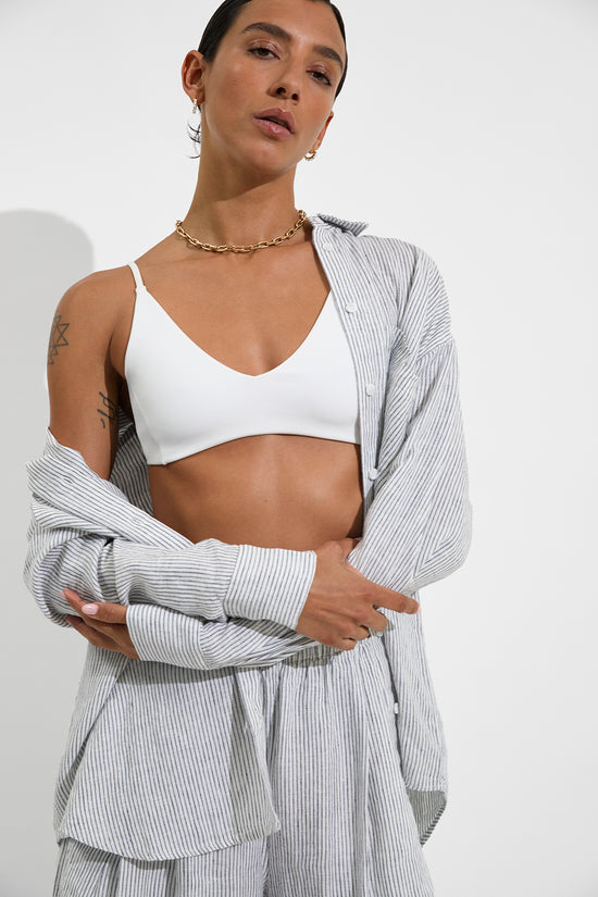 Sunday Top - Coconut + Getaway Button Down + Coastal Pant - Varsity/Coconut (Size S)
