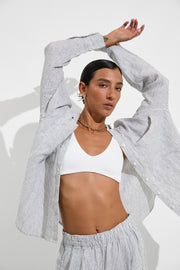 Sunday Top - Coconut + Getaway Button Down + Coastal Pant - Varsity/Coconut (Size S)