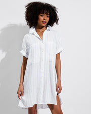 Getaway Mini Dress - Daybreak Stripe: Blue Skies / Coconut (Size S/M)