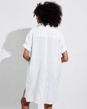 Getaway Mini Dress - Daybreak Stripe: Blue Skies / Coconut (Size S/M)