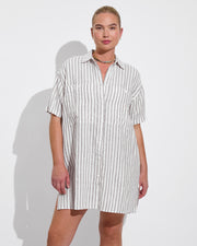 Getaway Mini Dress - Classic Stripe: Stormy / Coconut (Size L/XL)
