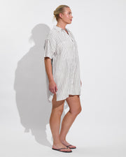 Getaway Mini Dress - Classic Stripe: Stormy / Coconut (Size L/XL)