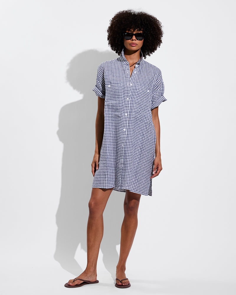 Getaway Mini Dress - Gingham: Varsity / Coconut (Size S/M)