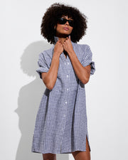 Getaway Mini Dress - Gingham: Varsity / Coconut (Size S/M)