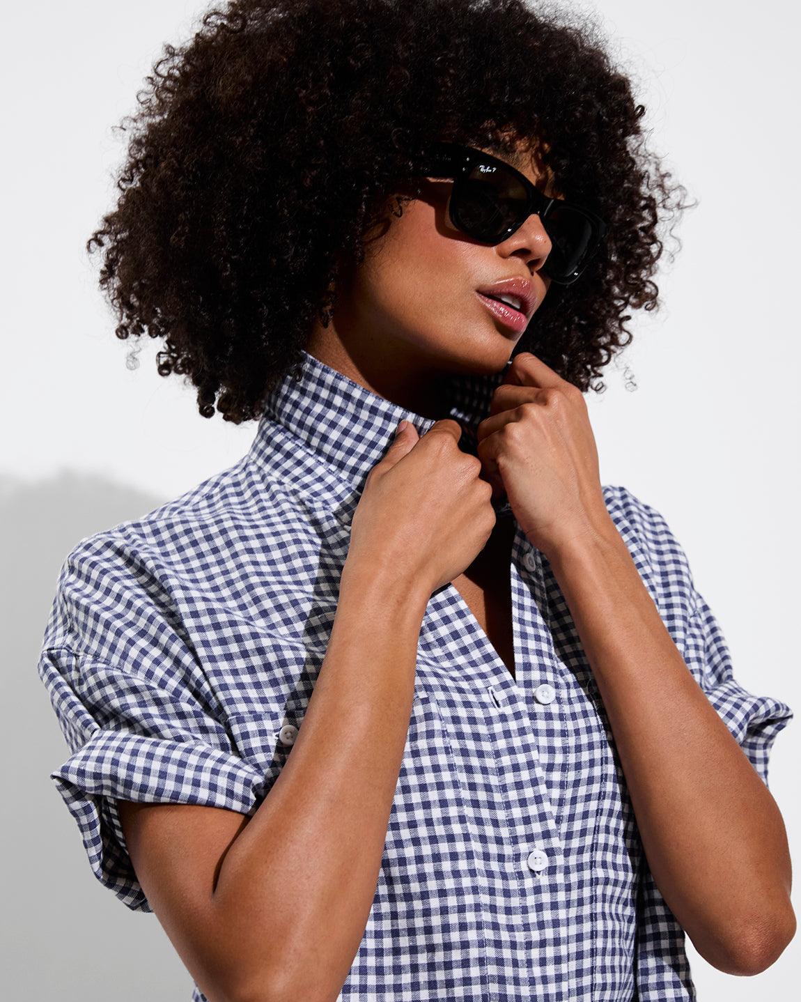 Getaway Mini Dress - Gingham: Varsity / Coconut (Size S/M)