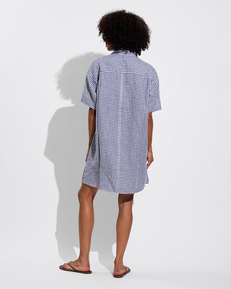 Getaway Mini Dress - Gingham: Varsity / Coconut (Size S/M)