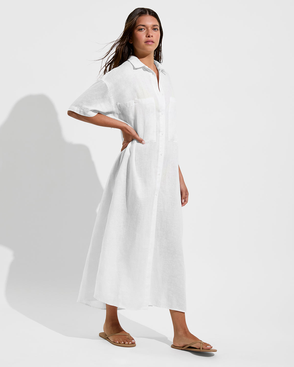 Getaway Shirt Dress - Coconut (Size S/M)