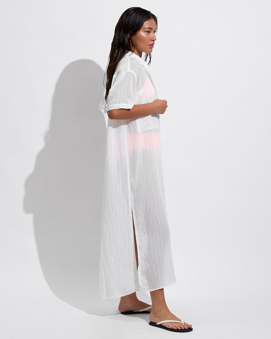 Getaway Shirt Dress *Sheer Stripe - Coconut (Size S/M)
