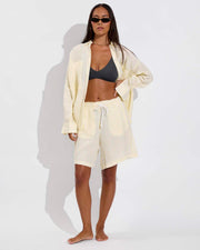 Sunday Top D+ (32DD, Size S) + Dip Bottom - Eclipse + Getaway Button Down (Size S/M) + Getaway Short 9" - Bungalow Stripe: Melt / Coconut (Size S)