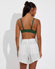 Sunday D+ - Tropics (32DD, Size S) + Getaway Short 5" - Sandbar Stripe: Coconut / Tropics (Size S)
