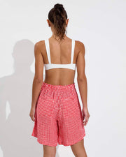 La Plage Top - Coconut + Getaway Short 9" - Gingham: Sweet Chili Heat / Coconut (Size S)