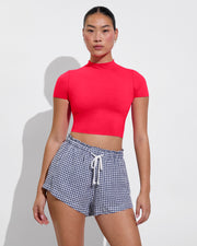 Rays Short Sleeve Shirt - Rescue  +  Getaway Short - Gingham Varsity / Coconut (Size S)