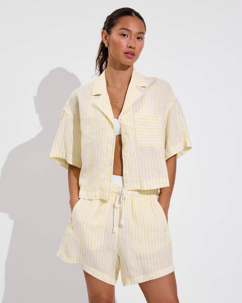 Leisure Shirt (Size S/M + Getaway Short 5" - Bungalow Stripe: Melt / Coconut (Size S)