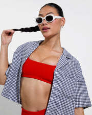Pool Days Top + Leisure Shirt - Gingham: Varsity / Coconut (Size S)
