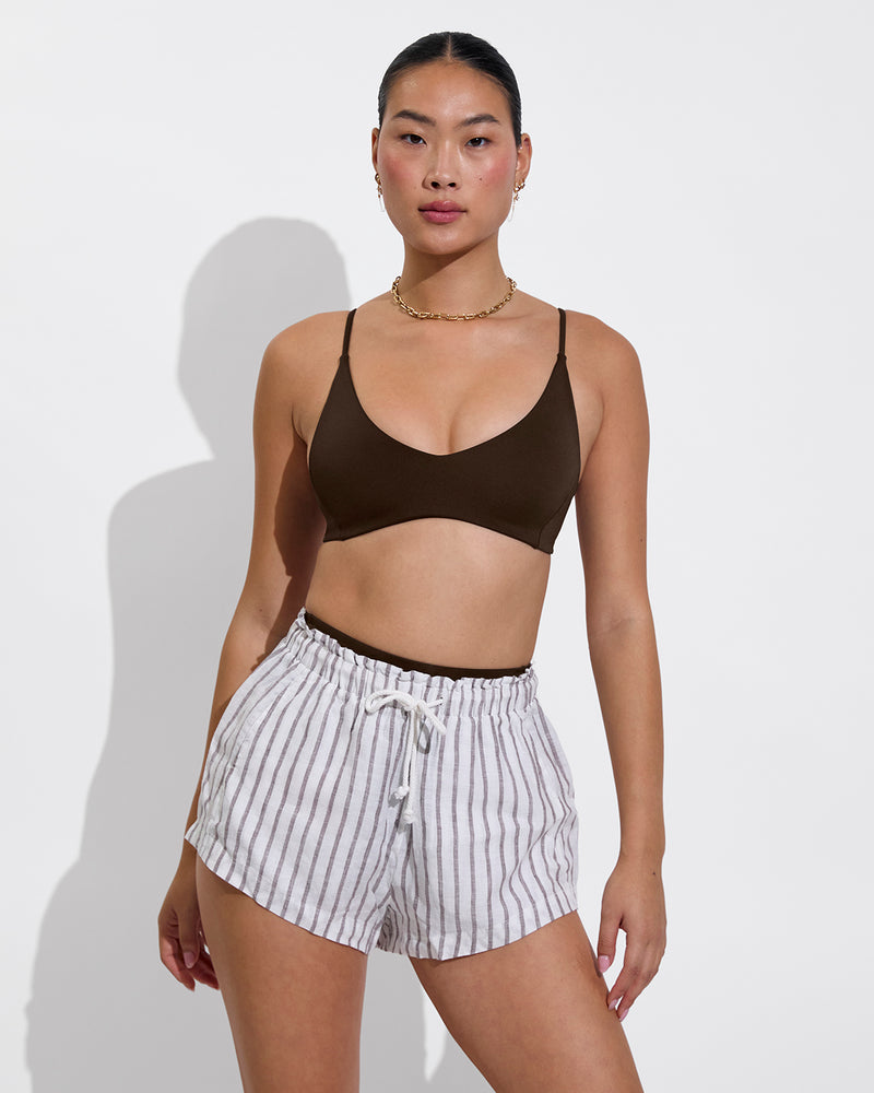 Sunday Top - Cold Brew + Getaway Short - Classic Stripe: Stormy/Coconut (Size S)
