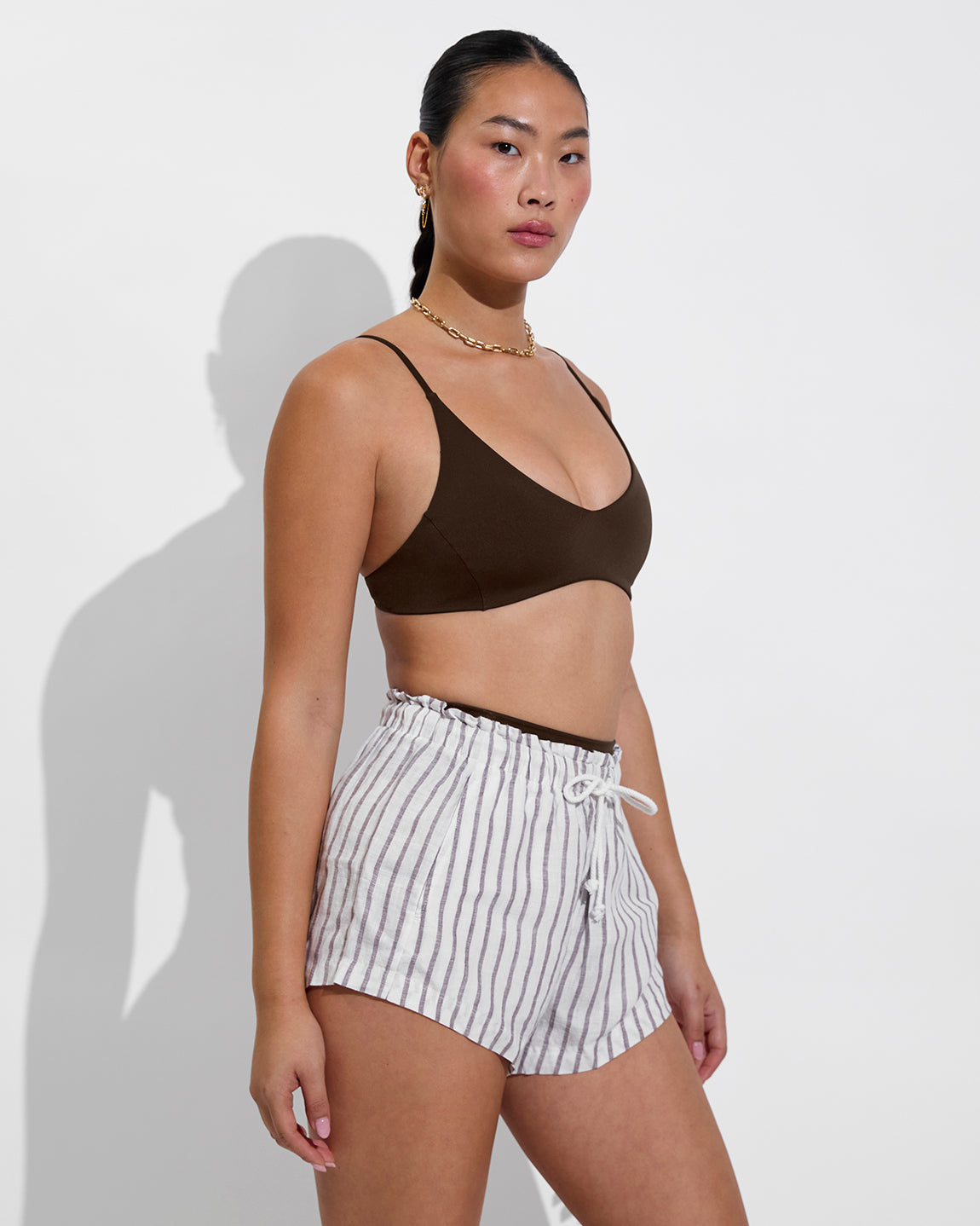 Sunday Top - Cold Brew + Getaway Short - Classic Stripe: Stormy/Coconut (Size S)