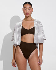 Leisure Shirt - Classic Stripe: Stormy/Coconut (Size S/M) + Sunday Top + Super Hi Hi Bottom - Cold Brew (Size S)