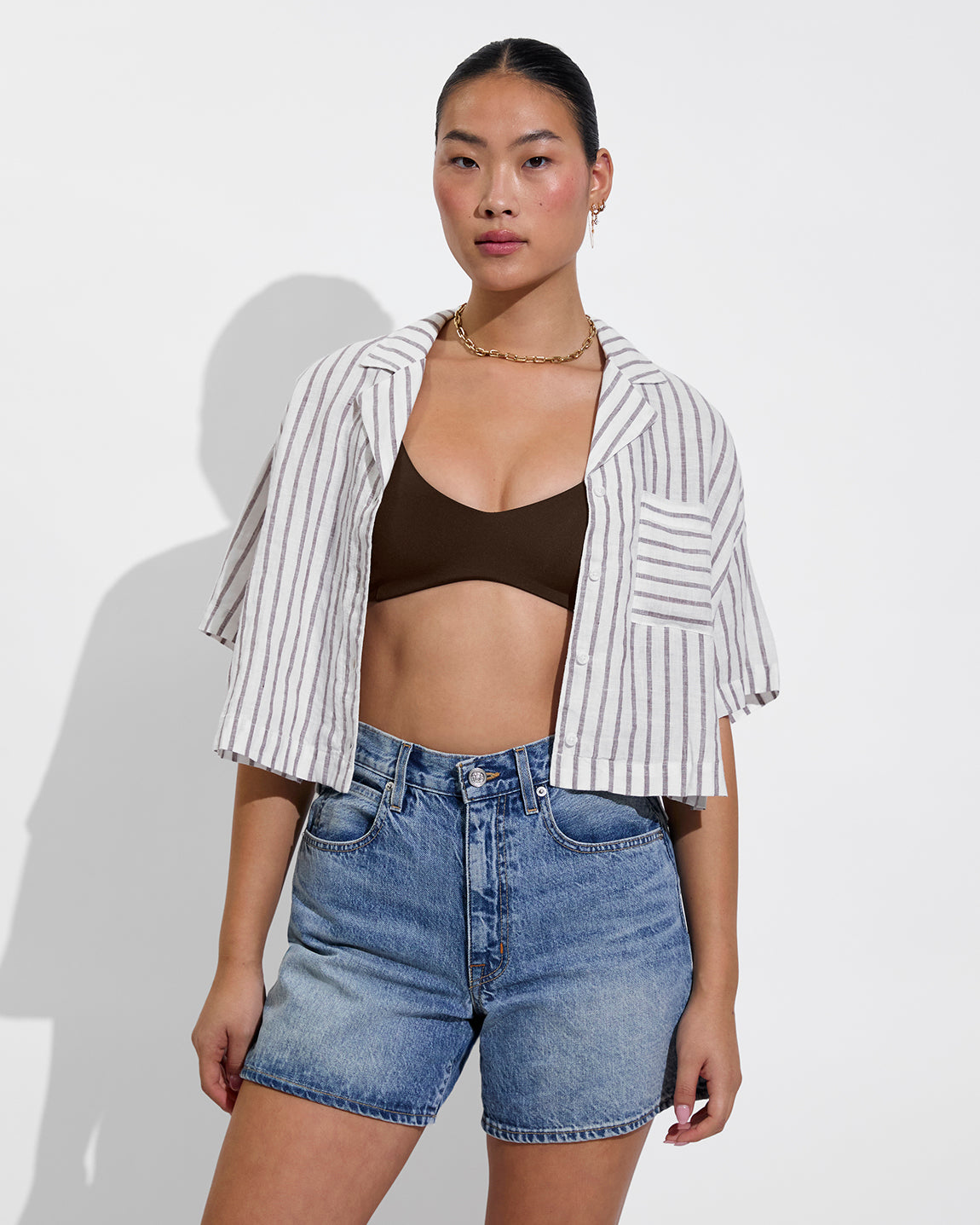 Leisure Shirt - Classic Stripe: Stormy/Coconut (Size S/M) + Sunday Top - Cold Brew (Size s)