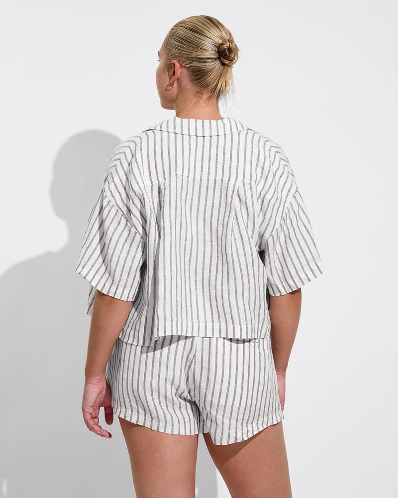 Leisure Shirt + Getaway Short - Classic Stripe: Stormy / Coconut (Size L)