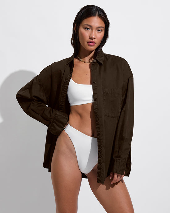 Port Button Down - Cold Brew (Size S/M) + Pool Days Top + Super Hi Hi Bottom - Coconut (Size S)