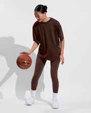 Swell Oversized Tee (Size S/M) + Super Moves Tight - Cold Brew (Size S)