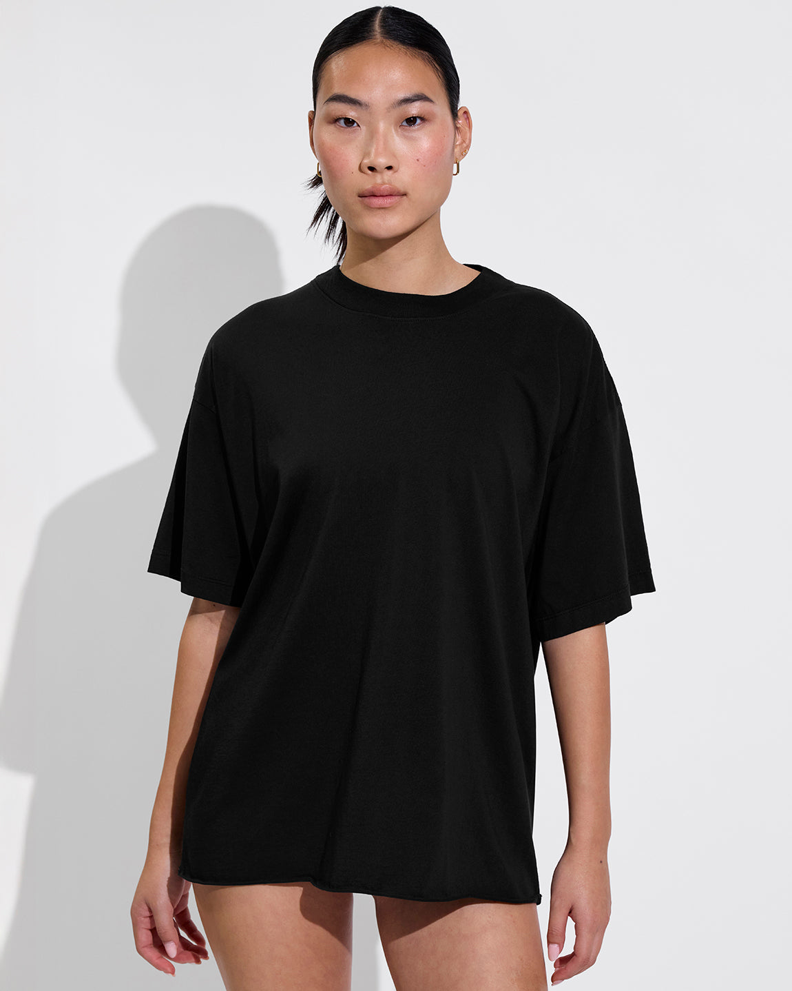 Swell Oversized Tee - Black Cotton T-shirt – Left On Friday