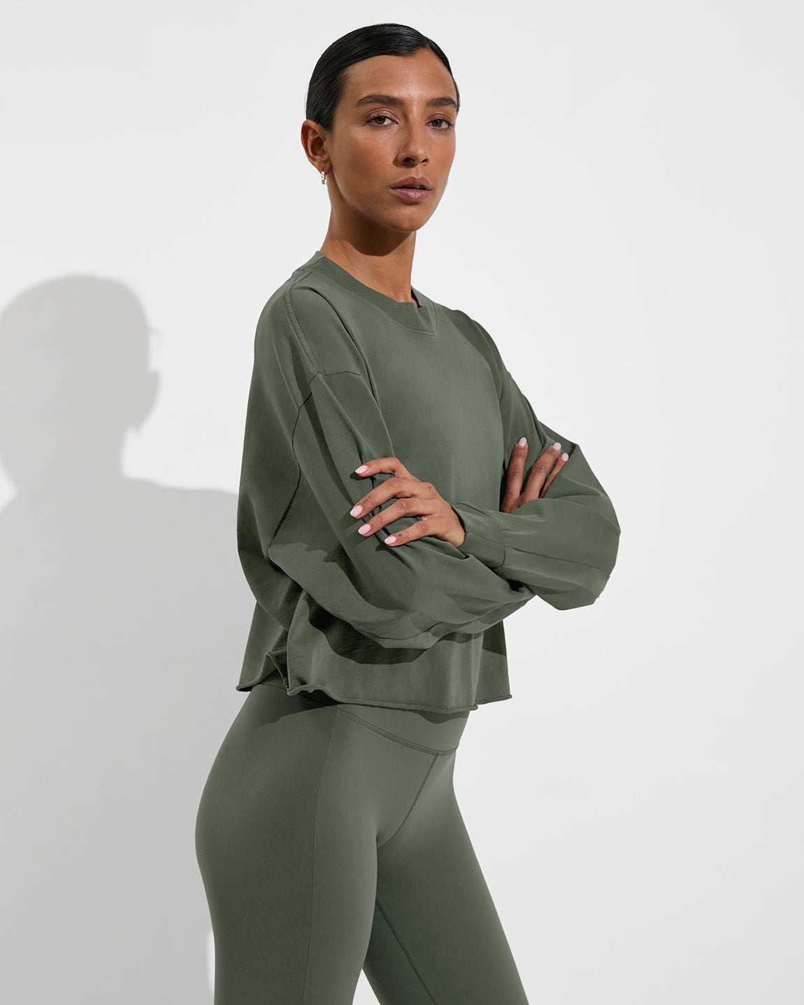 Swell LS Tee (Size S/M) + Super Moves Tight - Agave (Size S)